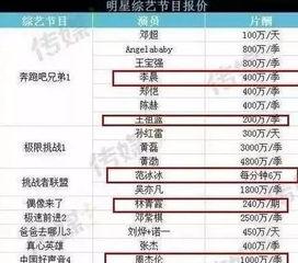 明星价格表
